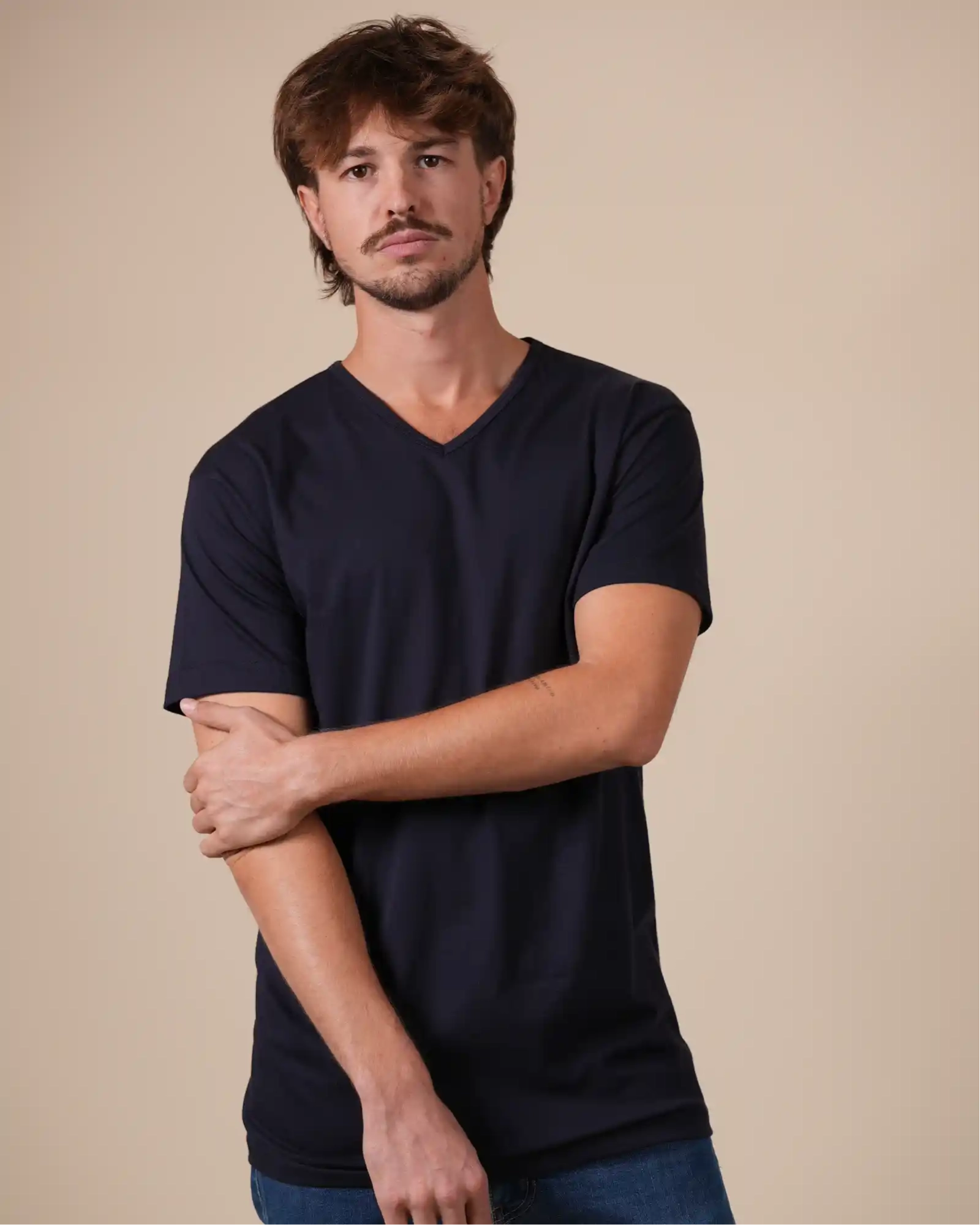 Men's V-Neck Cotton T-Shirt 2 Pack Vermont | Alan Red