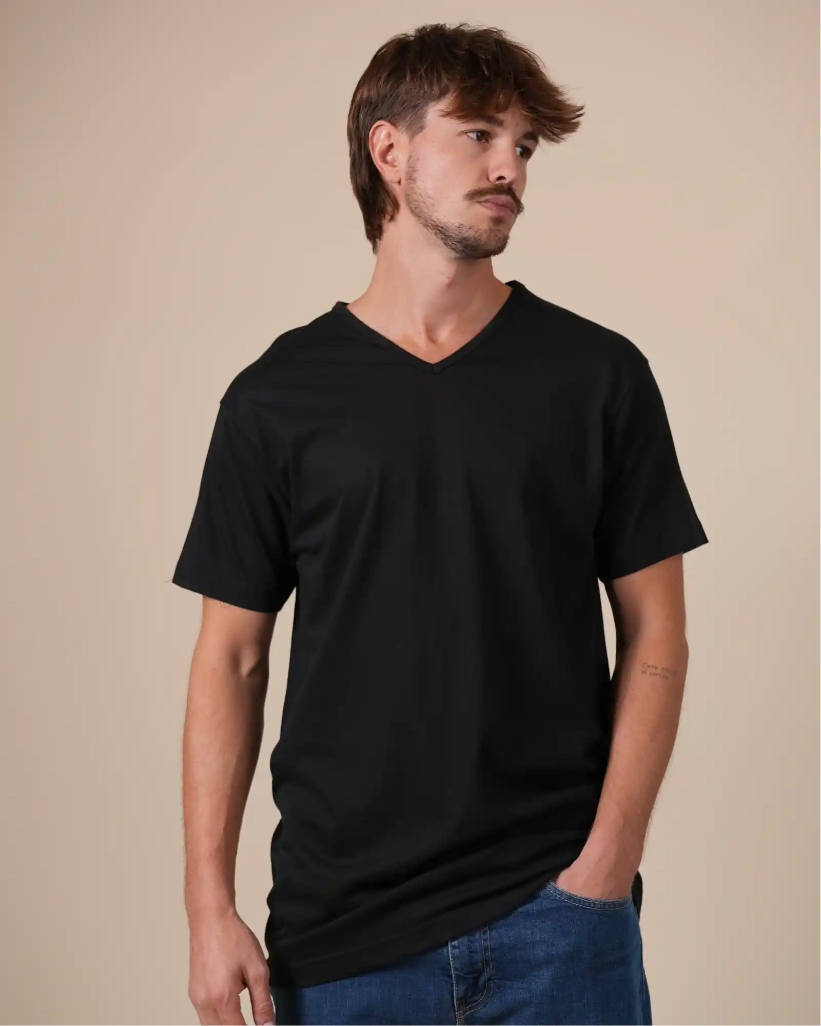 Men's V-Neck Cotton T-Shirt 2 Pack Vermont | Alan Red