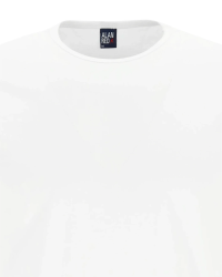 Crew-neck and label detail of the Alan Red Derby white T-shirt