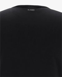 Back detail of the Alan Red Derby black T-shirt with neck logo