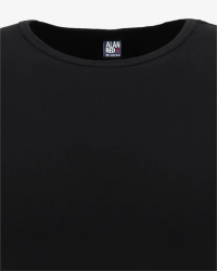 Crew-neck and label detail of the Alan Red Ottawa black stretch T-shirt