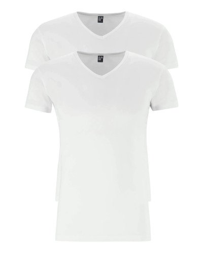 Alan Red Oklahoma pack of 2 men’s white stretch V-neck T-shirts