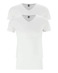 Alan Red Oklahoma pack of 2 men’s white stretch V-neck T-shirts