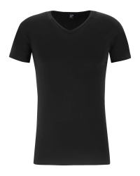 Alan Red Oklahoma men’s black stretch V-neck T-shirt – front view