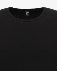 Crew-neck detail of the men's black Olbia long-sleeve T-shirt by Alan Red