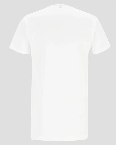 Men's white extra-long Derby Lange T-shirt by Alan Red, back view