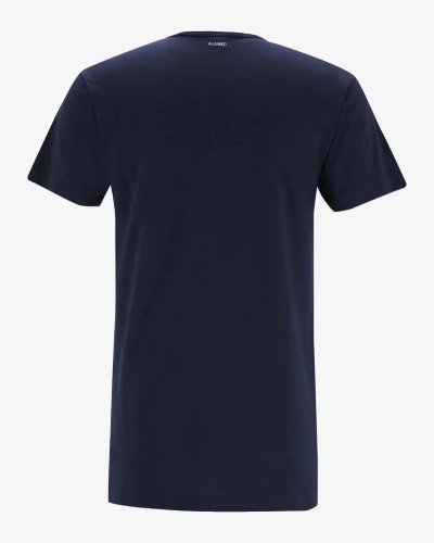 Men's navy extra-long Derby Lange T-shirt by Alan Red, back view