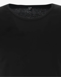 Crew-neck detail of the men's black James T-shirt by Alan Red