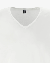 V-neck detail of the men's white Dean T-shirt by Alan Red