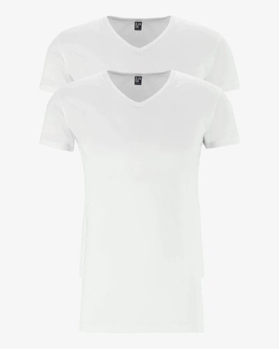 2-pack of men's white Oklahoma Lange V-neck T-shirts by Alan Red