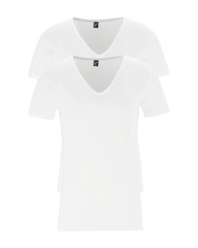 2-pack of men's white NOV deep V-neck T-shirts by Alan Red