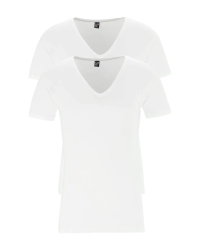 2-pack of men's white NOV deep V-neck T-shirts by Alan Red
