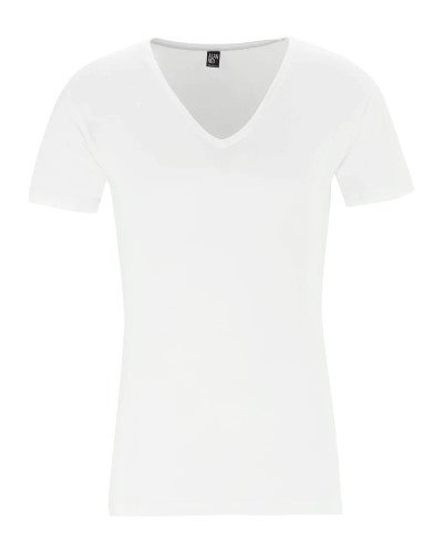 Men's white NOV deep V-neck T-shirt by Alan Red, front view