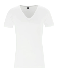 Men's white NOV deep V-neck T-shirt by Alan Red, front view