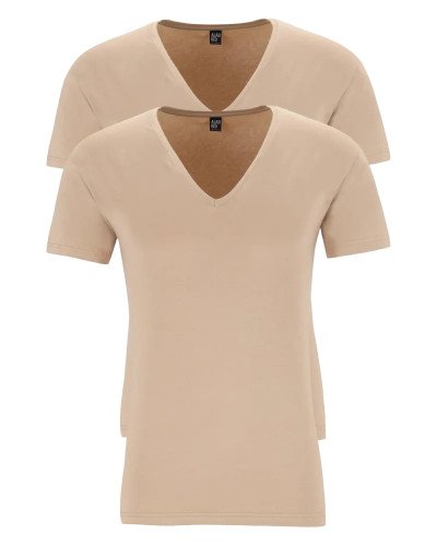 2-pack of men's skin-tone NOV deep V-neck T-shirts by Alan Red