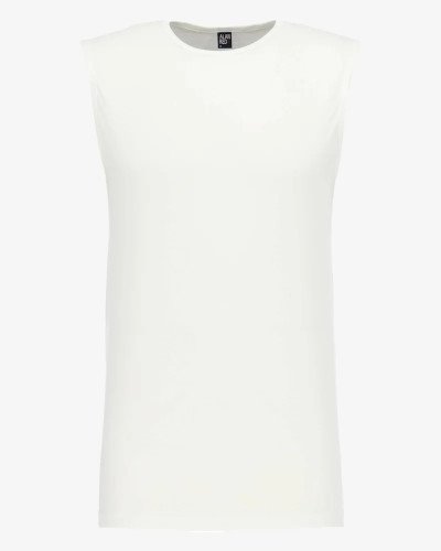 Men's white Montana sleeveless crew-neck T-shirt by Alan Red, front view