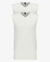 2-pack of men's white Minto sleeveless V-neck T-shirts by Alan Red