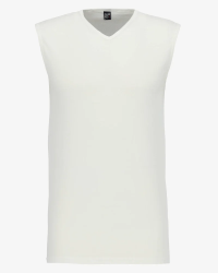 Men's white Minto sleeveless V-neck T-shirt by Alan Red, front view