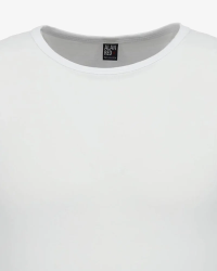 Crew-neck detail of the men's white Orlando sleeveless T-shirt by Alan Red