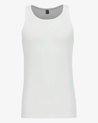 Men's white Oakland crew-neck tank top by Alan Red, front view