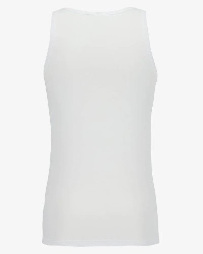 Men's white Oakland tank top by Alan Red, back view