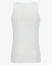 Men's white Oakland tank top by Alan Red, back view