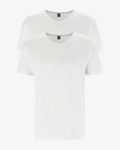 2-pack of men's white West Virginia V-neck T-shirts by Alan Red