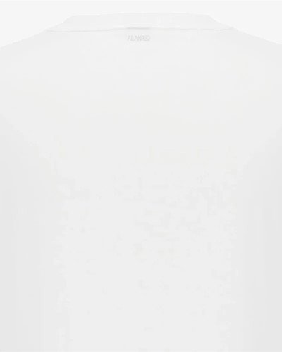Back logo detail of the men's white Virginia Long T-shirt by Alan Red