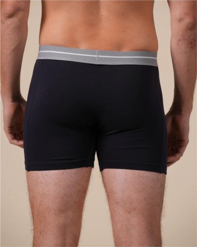 Back view of the Alan Red Lasting men's navy boxer briefs