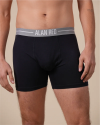 Front view of the Alan Red Lasting men's navy boxer briefs