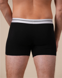 Back view of the Alan Red Lasting men's black boxer briefs