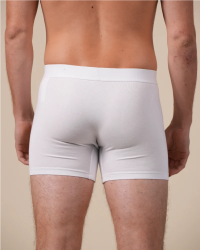 Full-length model wearing the Alan Red Bomber men's navy boxer briefs