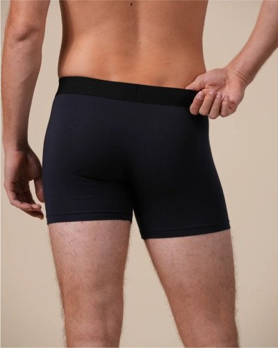 Back view of the Alan Red Bomber men's navy boxer briefs