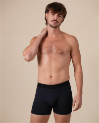 Front view of the Alan Red Bomber men's navy boxer briefs