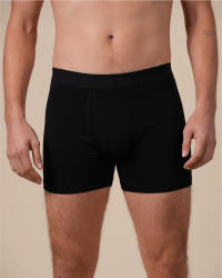 Front view of the Alan Red Bomber men's black boxer briefs