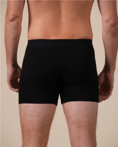 Back view of the Alan Red Bomber men's black boxer briefs