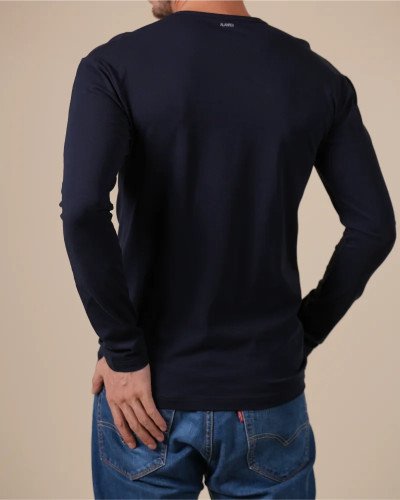Back view of the Alan Red Olbia men's navy long-sleeve T-shirt