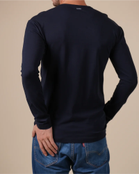 Back view of the Alan Red Olbia men's navy long-sleeve T-shirt