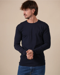 Front view of the Alan Red Olbia men's navy long-sleeve T-shirt