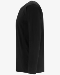Side view of the Alan Red Virginia Sleeve men's black long-sleeve T-shirt