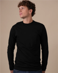 Front view of the Alan Red Virginia Sleeve men's black long-sleeve T-shirt