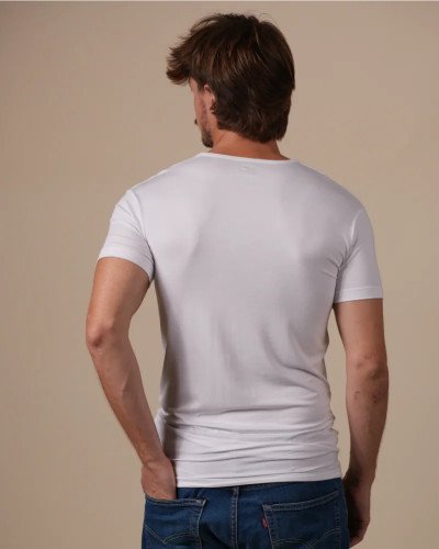 Alan Red Baltimora white men's T-shirt worn, back view