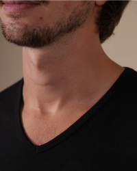 V-neck detail of the Alan Red Baltimora navy men's T-shirt