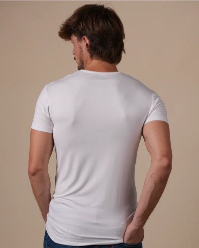 Alan Red Bilbao white men's T-shirt worn, back view