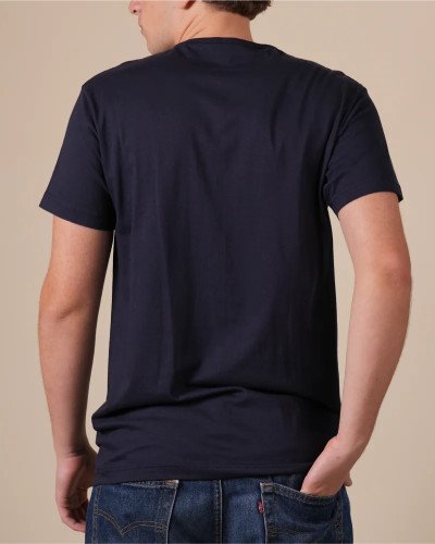 Alan Red Derby navy men's T-shirt worn, back view