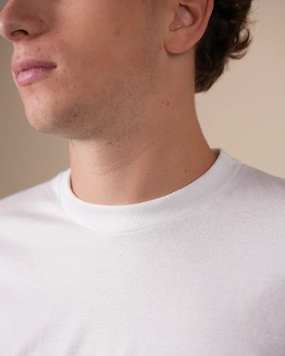 Crew-neck detail of the Alan Red Virginia white men's T-shirt