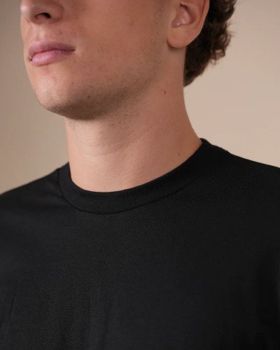 Crew-neck detail of the Alan Red Virginia black men's T-shirt