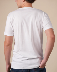 Alan Red West Virginia white men's T-shirt worn, back view