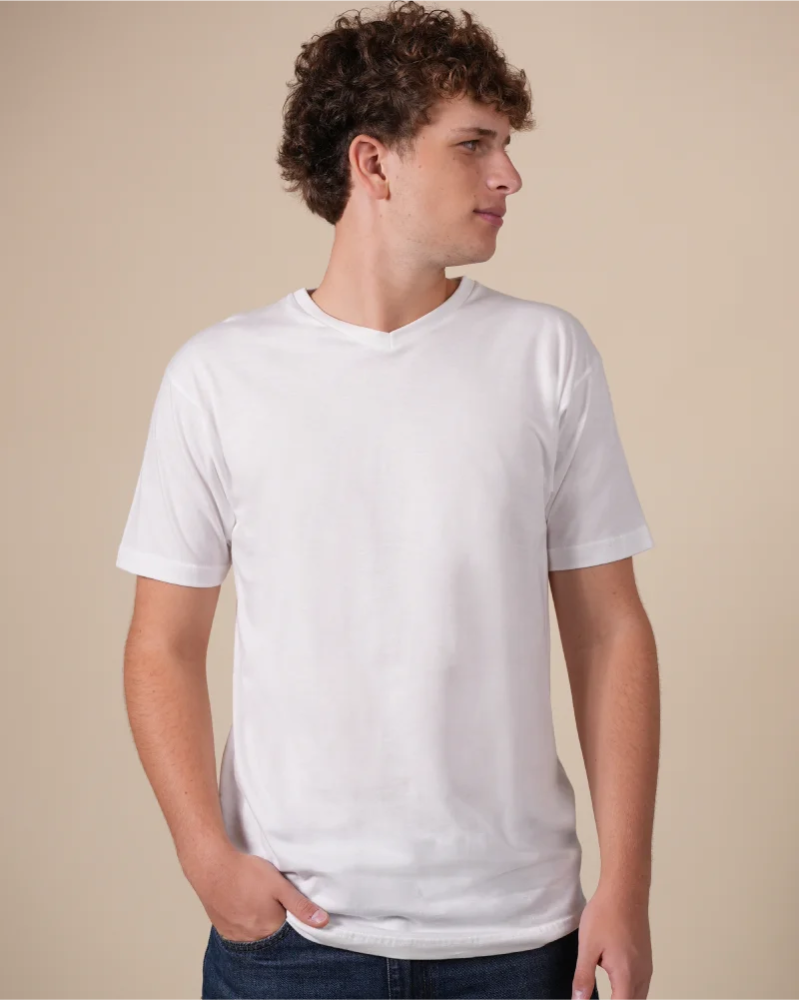 Alan Red West Virginia white men's T-shirt worn, front view