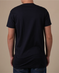 Alan Red Vermont Long navy extra-long men's T-shirt worn, back view